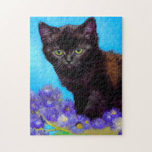 Puzzle Van Gogh Chat et fleurs