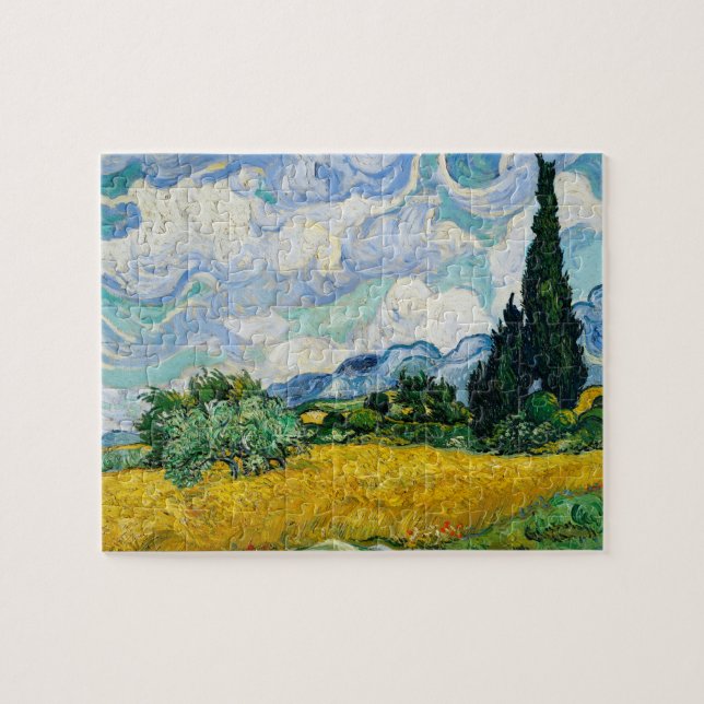Puzzle Van Gogh Peindre le champ de blé avec Cypress Tree (Horizontal)