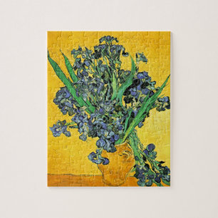 Puzzle Van Gogh - Vase avec Irises Arrière - plan jaune