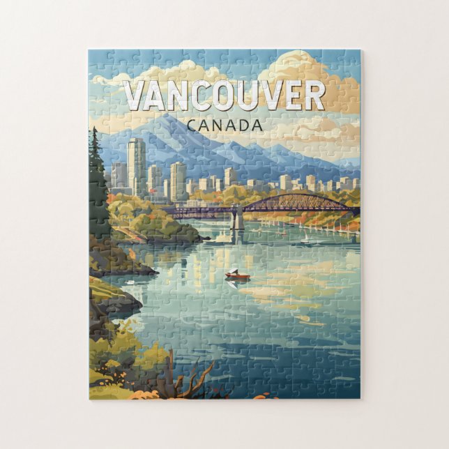 Puzzle Vancouver Canada Travel Art Vintage (Vertical)