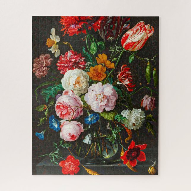 Puzzle Vase de Heem en verre avec des fleurs (Vertical)