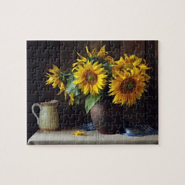 Puzzle Vase rustique des tournesols | Floral (Horizontal)
