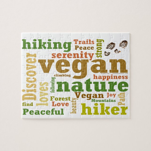 Puzzle Vegan Hiker Randonnée Mot Cloud (Horizontal)