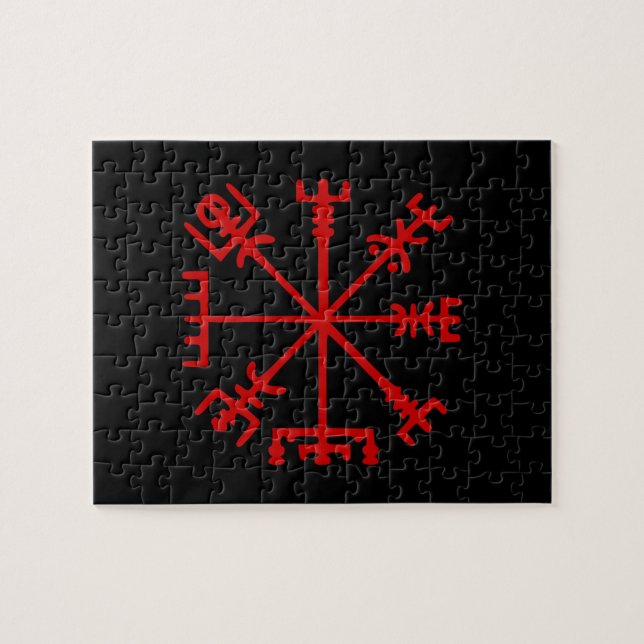 Puzzle Vegvísir rouge sang (boussole de Viking) (Horizontal)