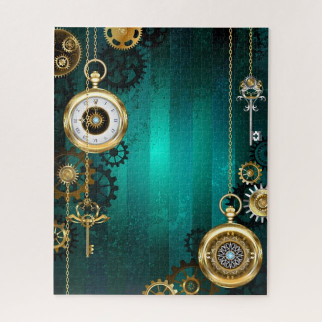 Puzzle Veille bijoux Steampunk sur un Arrière - plan vert (Vertical)