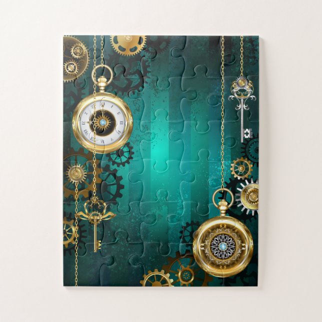 Puzzle Veille bijoux Steampunk sur un Arrière - plan vert (Vertical)