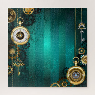 Puzzle Veille bijoux Steampunk sur un Arrière - plan vert
