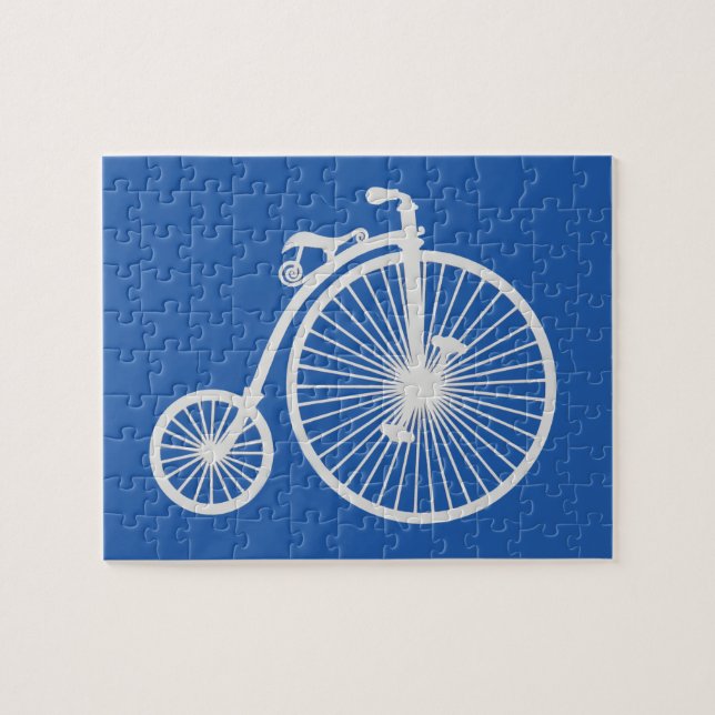 Puzzle Vélo blanc vintage sur bleu (Horizontal)