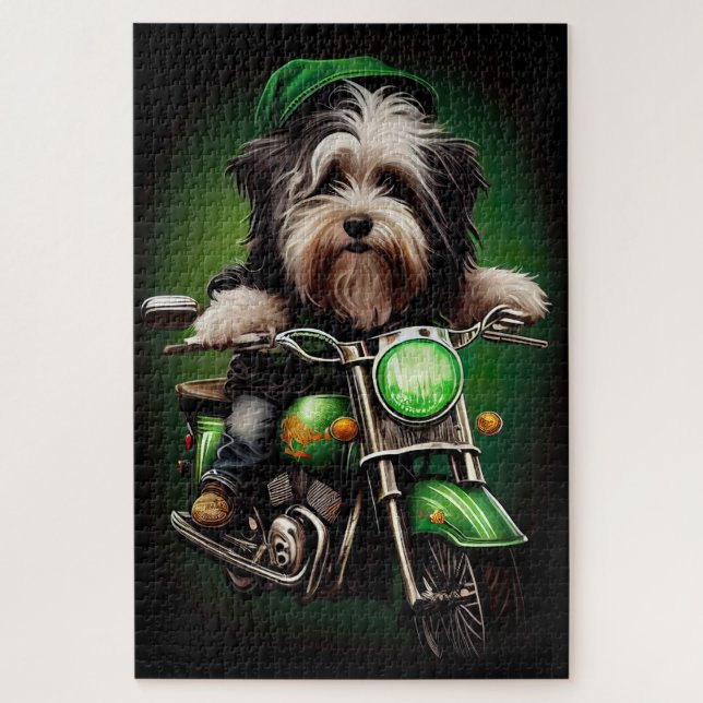Puzzle Vélo de conduite de chien Havanais St. Patrick's D (Vertical)