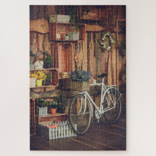 Puzzle Vélo Rustique Fleurs De Porc