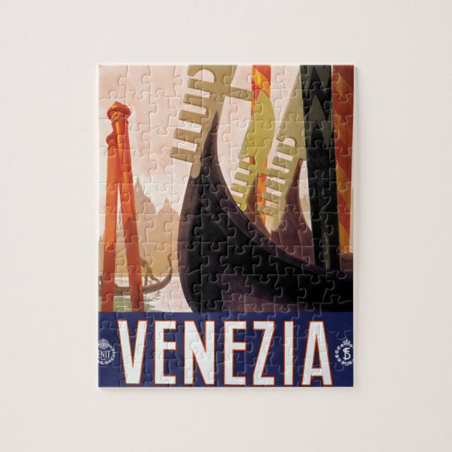 Puzzle Venezia, Venise, Italie Gondoles Art de voyage vin (Vertical)