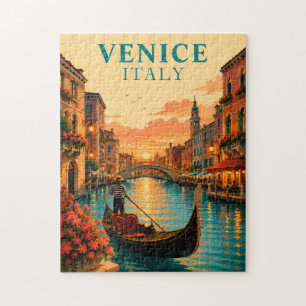 Puzzle Venise romantique Italie Coucher de soleil Gondole