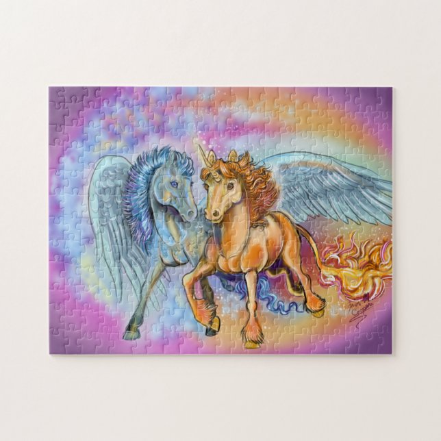 Puzzle Vent et flamme licorne pegasus~puzzle (Horizontal)