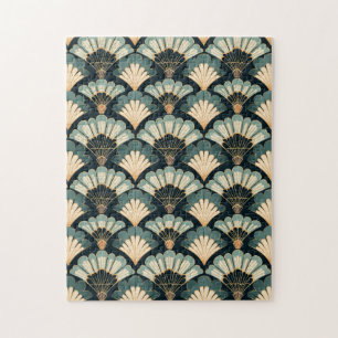 Puzzle Ventilateur Turquoise et beige d'inspiration japon