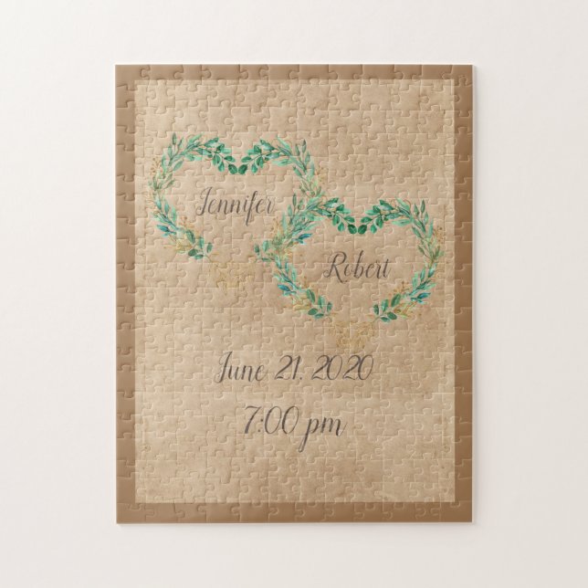 Puzzle Verdure rustique Coeur antique Beau Mariage (Vertical)