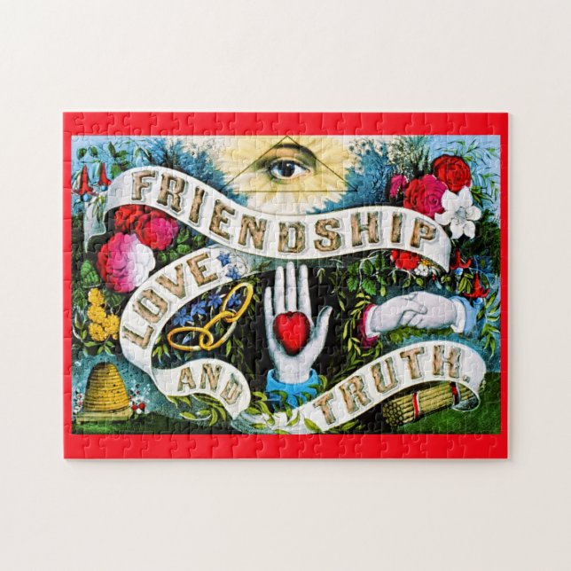 Puzzle Vérité colorée maçonnique Amour romantique Amitié (Horizontal)