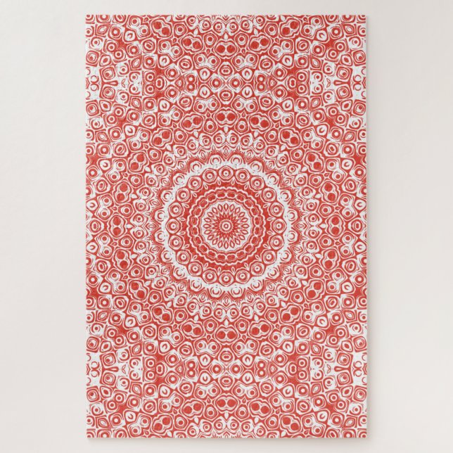 Puzzle Vermilion Mandala Rouge Kaleidoscope Design (Vertical)