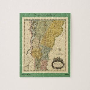 Puzzle Vermont, De l'enquête réelle - Carte Vintage 1814