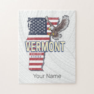 Puzzle Vermont États-Unis Retro State Carte Vintage États