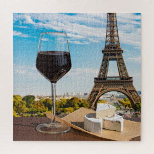 Puzzle Verre de vin au brie sur la tour Eiffel