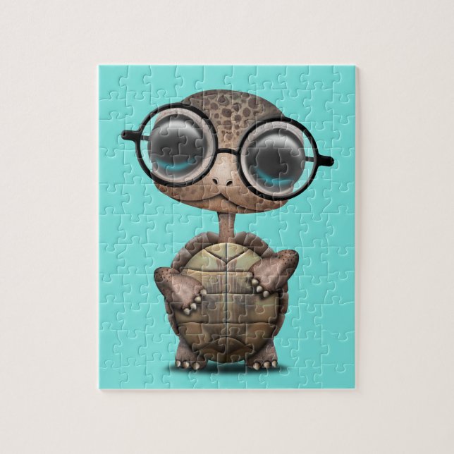 Puzzle Verres de port de tortue ringarde mignonne (Vertical)
