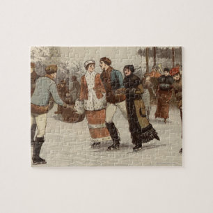 Puzzle Vers 1899 : Les patineurs de glace apprécient Noël
