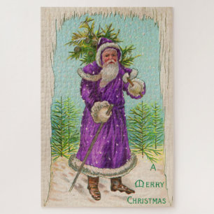 Puzzle vers 1910 Père Noël en robe violette