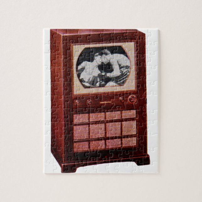 Puzzle vers 1951 téléviseur diffusant la boxe (Vertical)