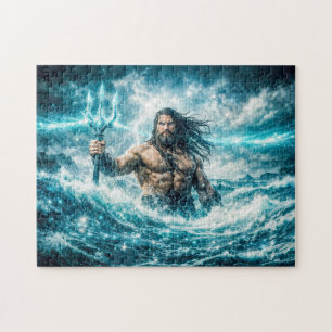 Puzzle Verseau Zodiaque avec Guerrier Trident dans un Océ