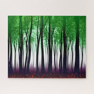Puzzle Vert doux violet rouge Forêt mystique