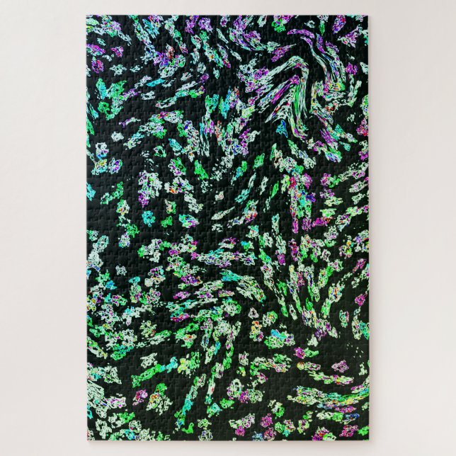 Puzzle Vert rose noir Abstrait fractal Art moderne 2023 (Vertical)