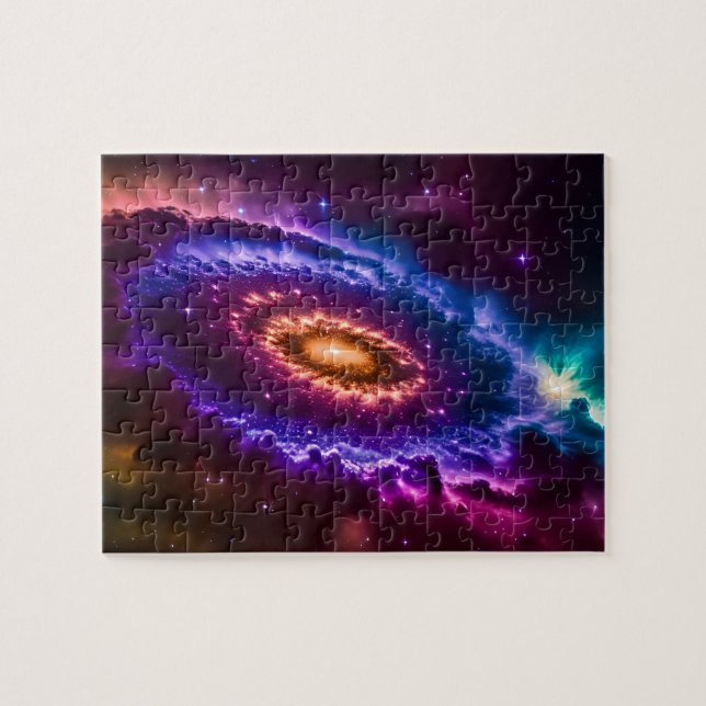 Puzzle Vibrant cosmique violet et galaxie rose en Univers (Horizontal)