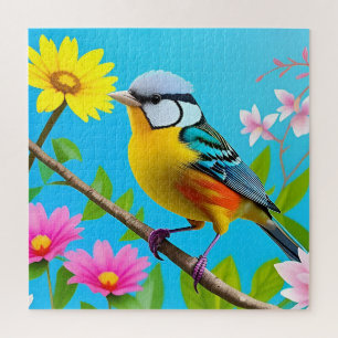 Puzzle Vibrant oiseau chanteur perché sur une branche de