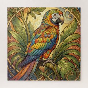 Puzzle Vibrant perroquet arc-en-ciel Art nouveau