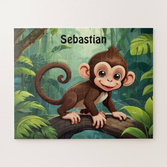 Puzzle Vibrant Singe de la Jungle Personnalisé (Horizontal)