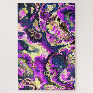 Puzzle Vibrant Trippy Boho Hippie Fractal Marble Art