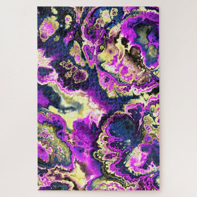 Puzzle Vibrant Trippy Boho Hippie Fractal Marble Art (Vertical)