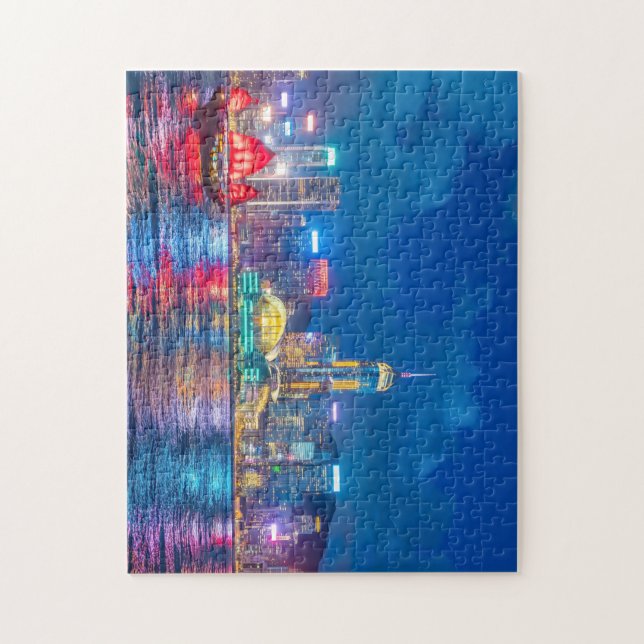 Puzzle Victoria Harbour & Hong Kong Skyline à la nuit (Vertical)
