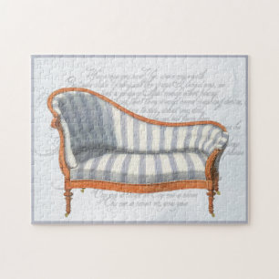 Puzzle Victorian Blue Stripe Chaise Lounge