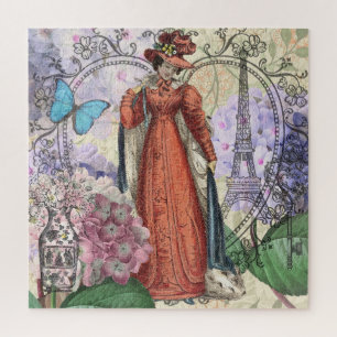 Puzzle Victorian Femme Rouge Classy Coloré