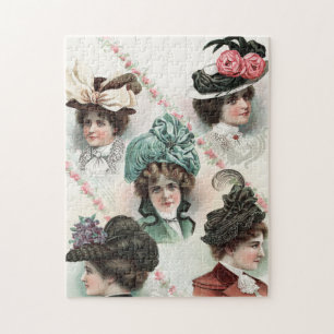 Puzzle victorien de casquettes de mode vintage de