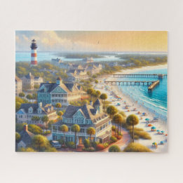 Puzzle Vie de plage avec phare