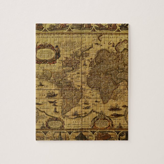 Puzzle Vieille carte antique du monde (Vertical)
