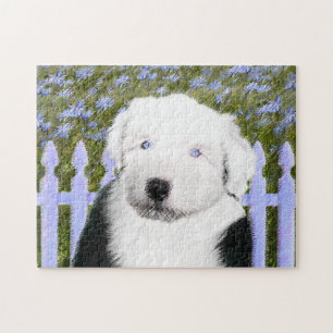 Puzzle Vieille peinture anglaise de chiot de chien de