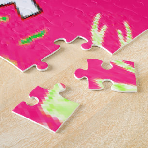 Puzzle Vierge bébé vif rose floral violet couleur monogra