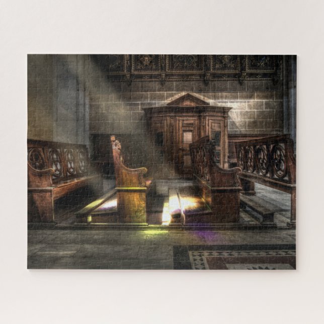 Puzzle Vieux banc d'église en bois avec le Kneeler (Horizontal)