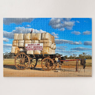 Puzzle Vieux chariot et ballots de laine, Barellan, Austr