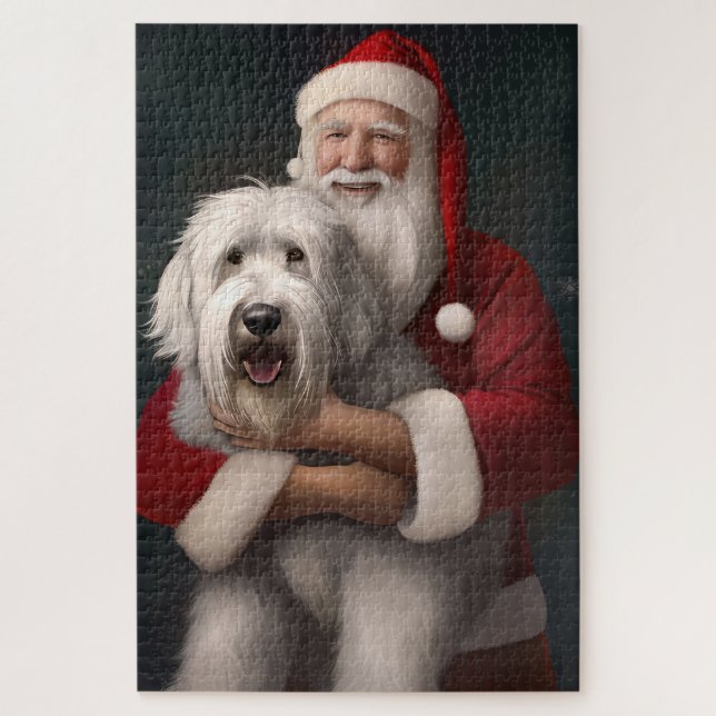 Puzzle Vieux chien de berger anglais avec Festin du Père  (Vertical)