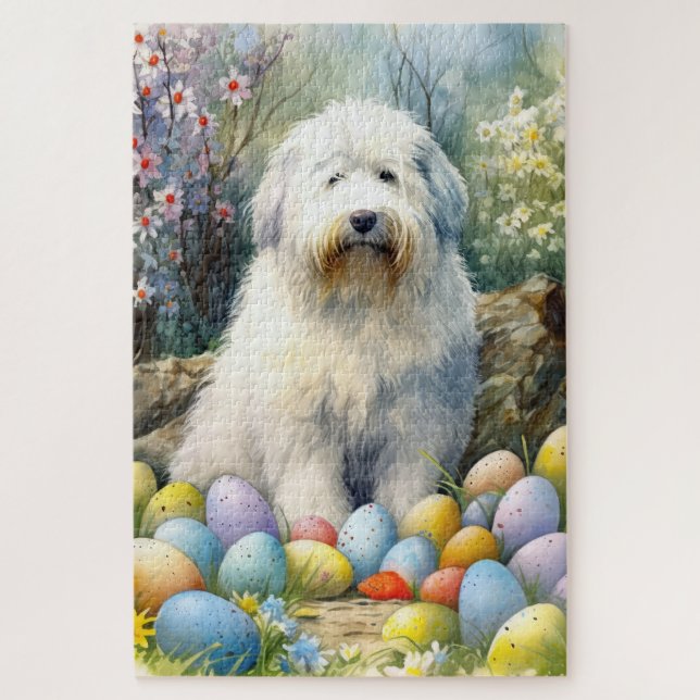 Puzzle Vieux chien de mer anglais avec oeufs de Pâques va (Vertical)