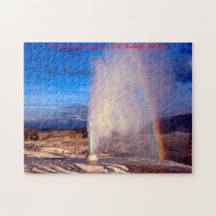 Puzzle Vieux Geyser fidèle de Yellowstone. Vœux de Noël